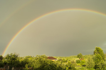 Rainbow in rural terrain