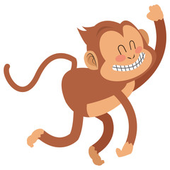 simple flat design smiling monkey cartoon icon vector illustration