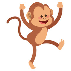 simple flat design smiling monkey cartoon icon vector illustration