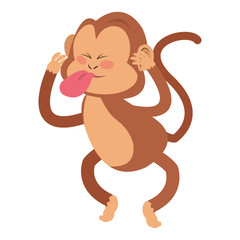 simple flat design monkey cartoon icon vector illustration