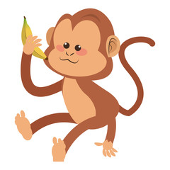 simple flat design monkey cartoon icon vector illustration