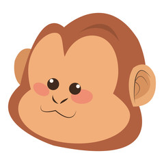 simple flat design serious monkey cartoon icon vector illustration
