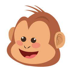 simple flat design smiling monkey cartoon icon vector illustration