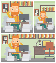 Business man in despair sitting in office.