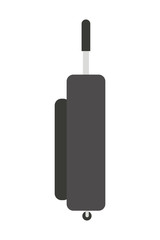 flat design suitcase with handle and wheels icon vector illustration