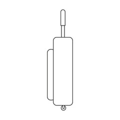 flat design suitcase with handle and wheels icon vector illustration