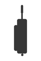 flat design suitcase with handle and wheels icon vector illustration