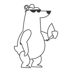 flat design polar bear wearing sunglasses and fan icon vector illustration