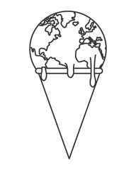 simple flat design planet earth melting icon vector illustration