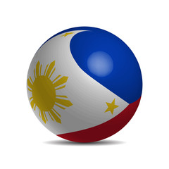 Philippines flag on a 3d ball with shadow