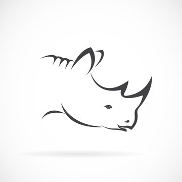 Vector image of rhino head on white background. Vector rhino for