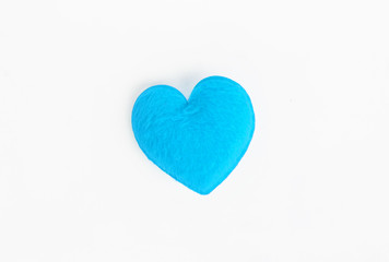 Blue  heart isolated on white background .