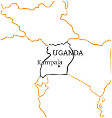 Uganda hand-drawn sketch map