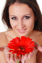 beautiful woman and flower