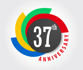 37th Anniversary celebration background, 37 years anniversary card illustration - vector eps10