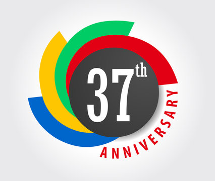 37th Anniversary celebration background, 37 years anniversary card illustration - vector eps10