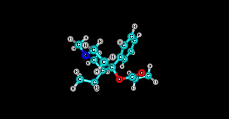 Meprodine molecular structure isolated on black