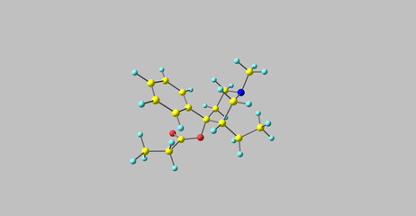Meprodine molecular structure isolated on grey