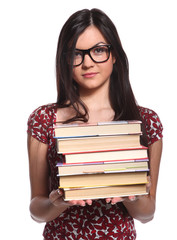 College girl with books