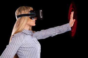 Woman in virtual reality headset