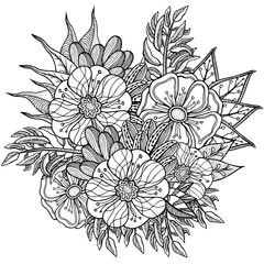 Pattern for coloring book. Ethnic retro design