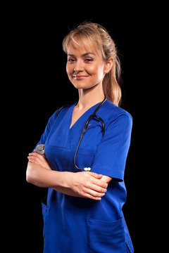 Doctor Woman In Blue Labcoat