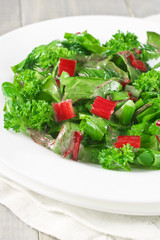 Leafy vegetables salad in plate