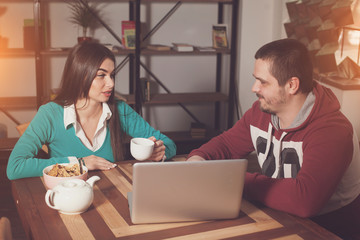 Man and woman are talking
