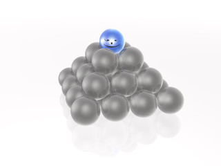 Blue and grey spheres