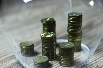 stack of coin jar