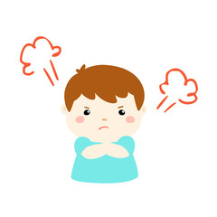 cute cartoon frustrated boy character vector