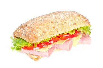 Tomato, salami and pepper sandwich