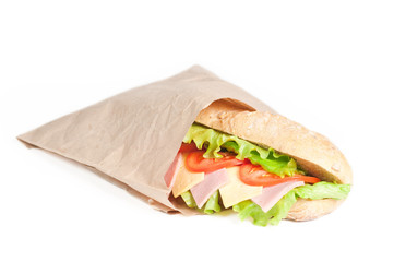 Tomato, salami and cheese sandwich