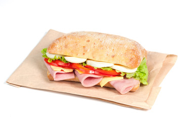 Tomato, salami and cheese sandwich