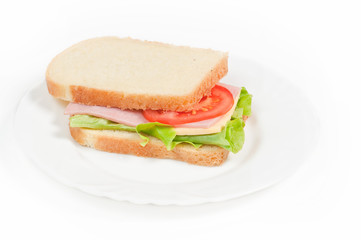 Tomato, salami and cheese sandwich