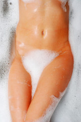 female body and white foam