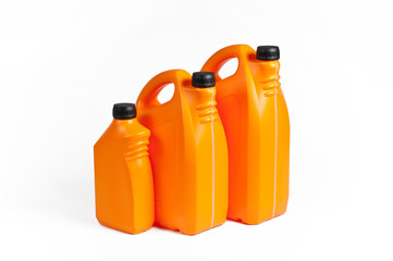 Orange plastic jerrycans