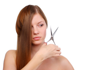 woman with scissors