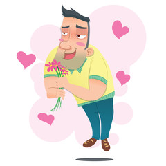 cartoon man in love.