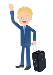 出張するビジネスマン、男性会社員のイラスト素材