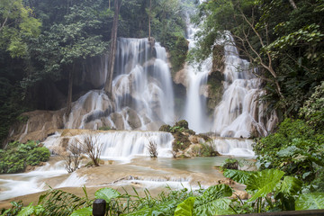 The top of Kouangxi Waterfalls in  Luang Prabang Laos.