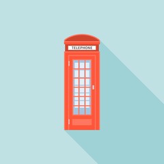 Obraz premium Red telephone box of London, flat design with long shadow
