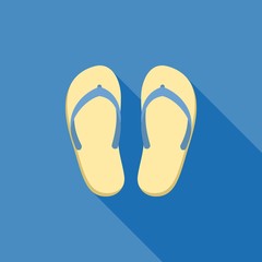 Sandal illustration. Symbol of beach, sea, holiday and travel for summer icon, flat design with long shadow