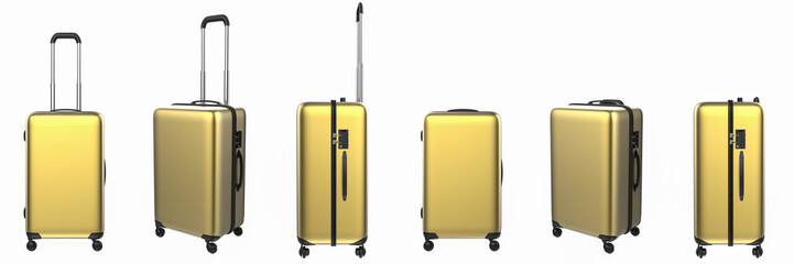 golden luggage isolated on white