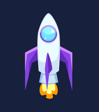 Rocket set vector and technology space ship rocket cartoon icons. Science future travel rocket and shuttle fly rocket. Speed galaxy fantasy rocket and futuristic spacecraft, astronaut modern element.