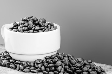 coffee beans and coffee cup.