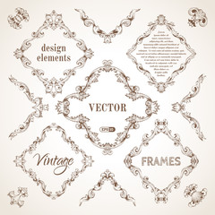 Vector set of vintage sepia frames.