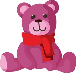 Basic pink teddy bear on white background