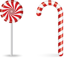 Vector set of two red and white candy sweets