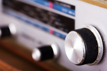 Close up of dials on a retro style radio